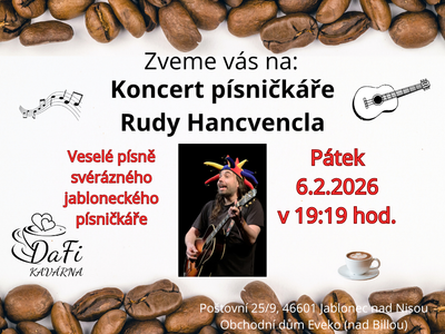 Písničkář Ruda Hancvencl v kavárně – Kavárna DaFi, dětský koutek