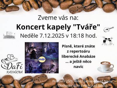 Concert by the band "Tváře" – Kavárna DaFi, dětský koutek