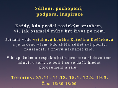 SETKÁVÁNÍ PO TOXICKÉM VZTAHU - skupina max. 5 lidí – JINÁ HUŤ a Kavárna cHuť