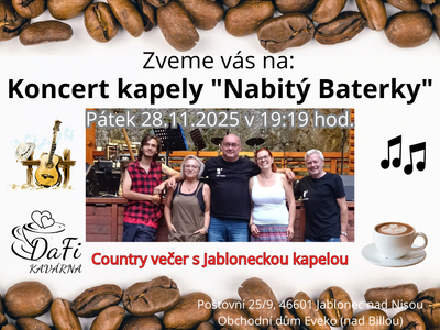 Koncert kapely "Nabitý Baterky" – Kavárna DaFi, dětský koutek