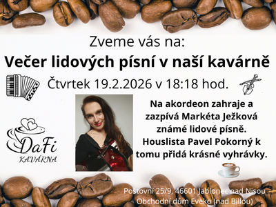Večer lidových písní – Kavárna DaFi, dětský koutek