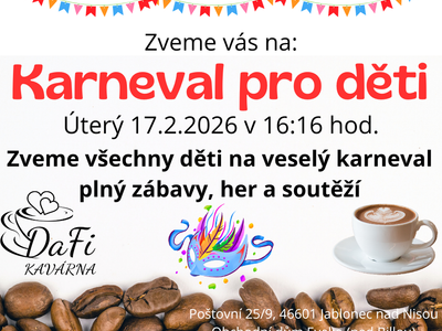 Karneval pro děti – Kavárna DaFi, dětský koutek