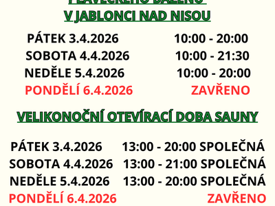Plavecký bazén - Velikonoce 2026 – Plavecký bazén