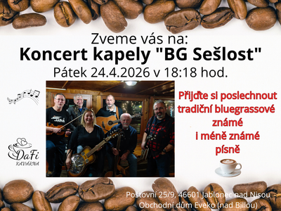 Koncert kapely "BG Sešlost" – Kavárna DaFi, dětský koutek